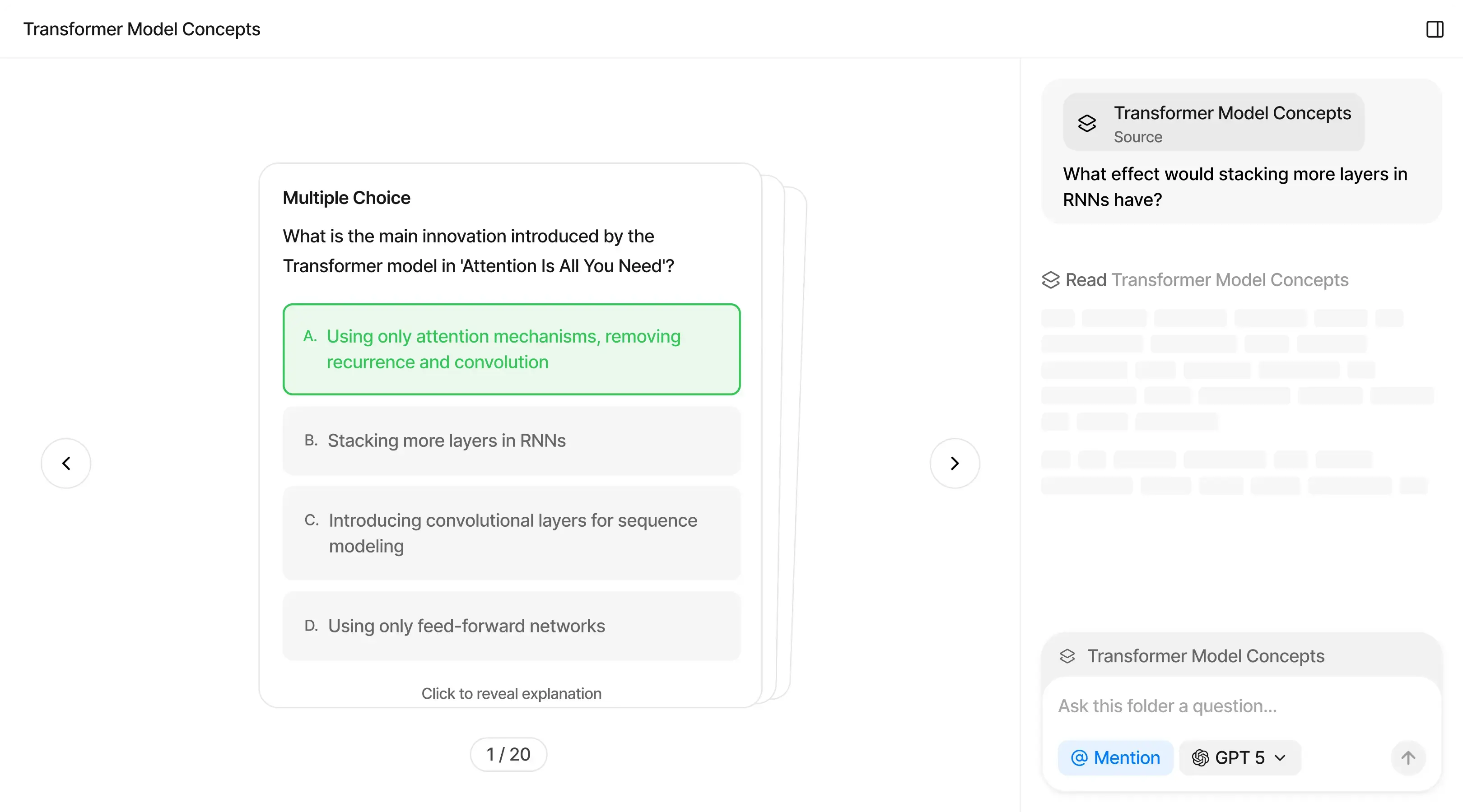 Interface Anara - Génération de flashcards